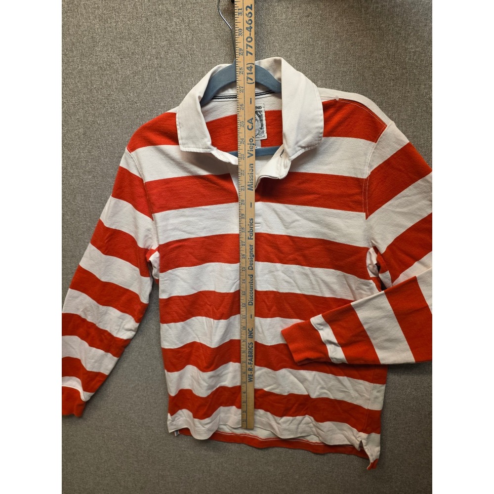 Lands End Mens Red White Striped Long Sleeve Rugby Polo Shirt Small 34-36 501919 - Picture 3 of 7